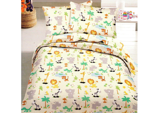 Lasten pussilakanasetti Beige Zoo 110x145 cm