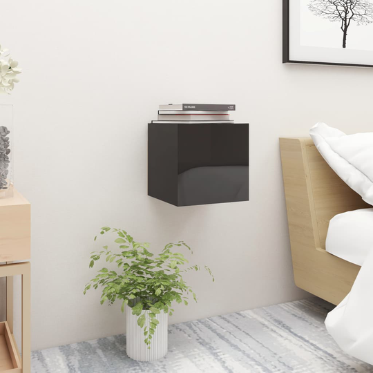 vidaXL Yöpöytä korkeakiilto musta 30,5x30x30 cm lastulevy