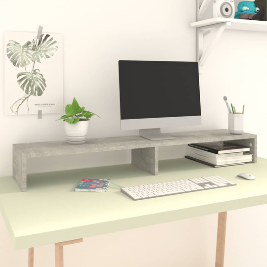vidaXL Näyttöteline betoninharmaa 110x23,5x9 cm tekninen puu