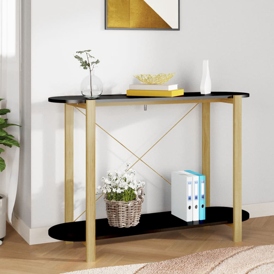 vidaXL Konsolipöytä musta 110x38x75 cm tekninen puu