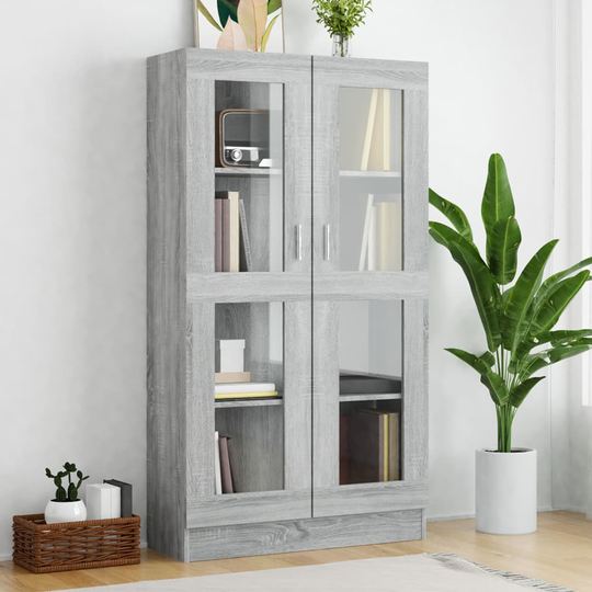 vidaXL Vitriinikaappi harmaa Sonoma 82,5x30,5x150 cm tekninen puu