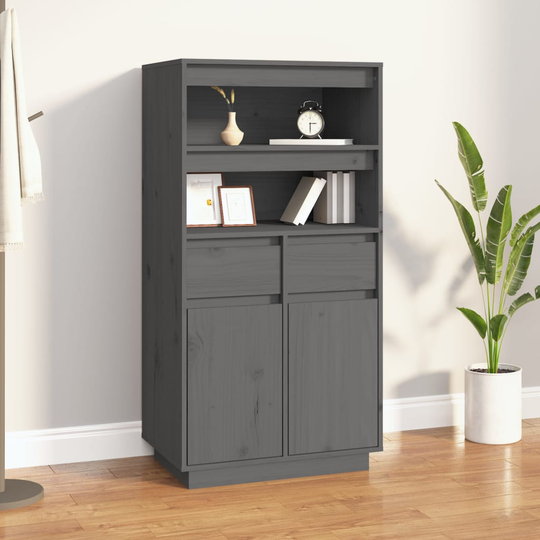 vidaXL Kaappi harmaa 60x40x116,5 cm täysi mänty