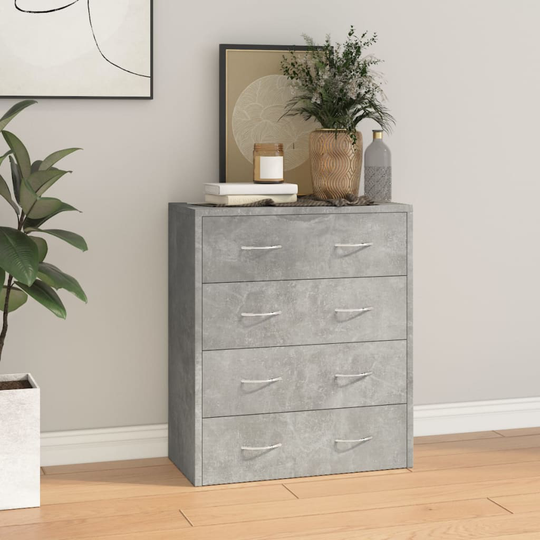 vidaXL Senkki 4 vetolaatikolla 60x30,5x71 cm betoninharmaa
