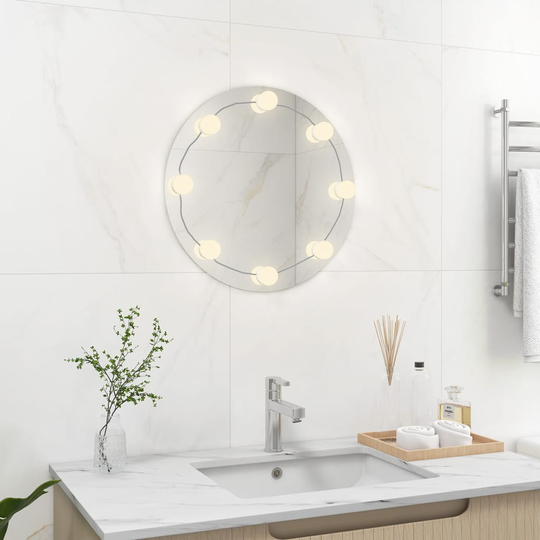 vidaXL Seinäpeili LED-valoilla pyöreä lasi
