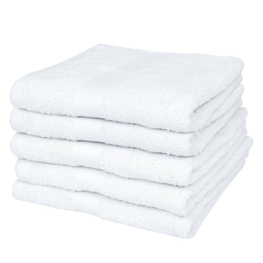 vidaXL Kodin käsipyyhesetti 5 kpl puuvilla 500gsm 50x100cm valkoinen