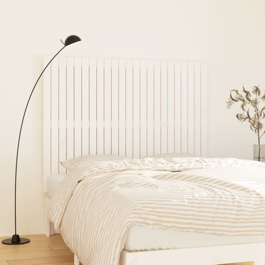 vidaXL Sängynpääty seinälle valkoinen 146,5x3x110 cm täysi mänty