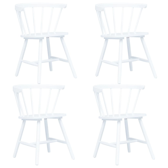 vidaXL Ruokatuolit 4 kpl valkoinen täysi kumipuu