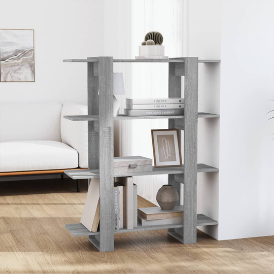 vidaXL Kirjahylly/tilanjakaja harmaa Sonoma 100x30x123,5 cm