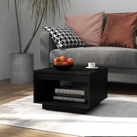 vidaXL Sohvapöytä musta 50x50x33,5 cm täysi mänty