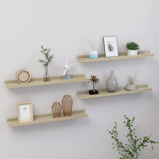 vidaXL Seinähyllyt 4 kpl Sonoma-tammi 60x9x3 cm