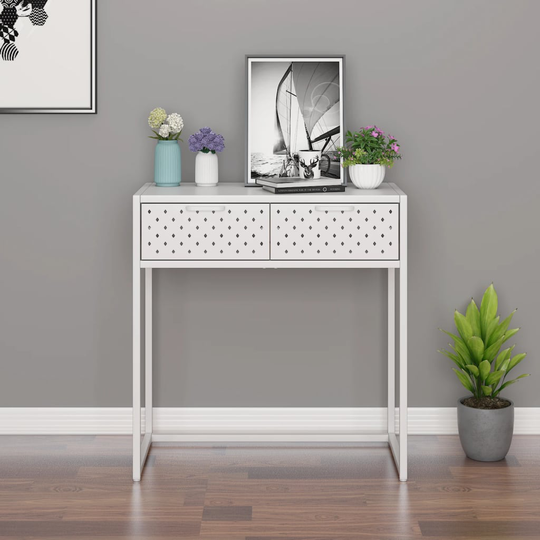 vidaXL Konsolipöytä valkoinen 72x35x75 cm teräs