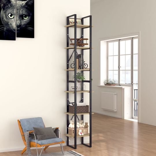 vidaXL 6-tasoinen kirjahylly Sonoma-tammi 40x30x210 cm lastulevy