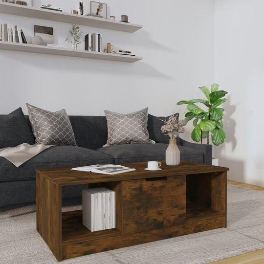 vidaXL Sohvapöytä savutammi 102x50x36 cm tekninen puu