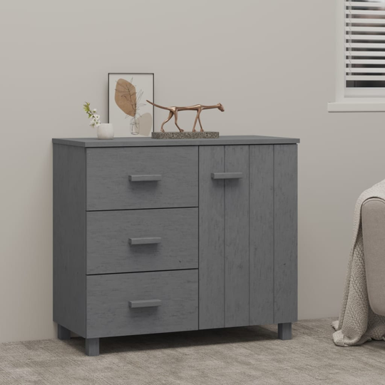 vidaXL Kaappi HAMAR tummanharmaa 90x40x80 cm täysi mänty