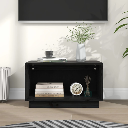 vidaXL TV-taso musta 60x35x35 cm täysi mänty