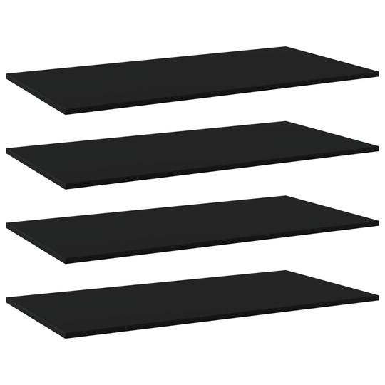 vidaXL Kirjahyllytasot 4 kpl musta 80x30x1,5 cm lastulevy