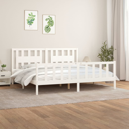 vidaXL Sängynrunko päädyllä valkoinen 180x200 cm mänty 6FT Super King
