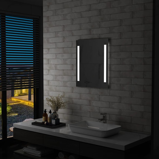 vidaXL Kylpyhuoneen LED-seinäpeili hyllyllä 50x70 cm