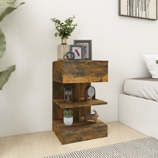 vidaXL Yöpöydät 2 kpl savutammi 40x35x65 cm tekninen puu
