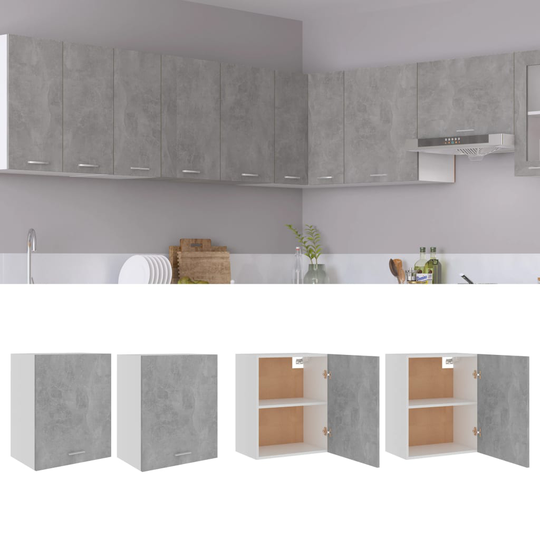 vidaXL Seinäkaapit 2 kpl betoninharmaa 50x31x60 cm lastulevy