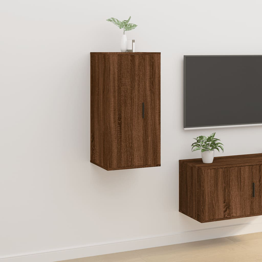 vidaXL Seinäkiinnitettävä TV-taso ruskea tammi 40x34,5x80 cm