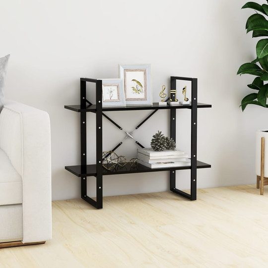 vidaXL 2-tasoinen kirjahylly musta 80x30x70 cm lastulevy