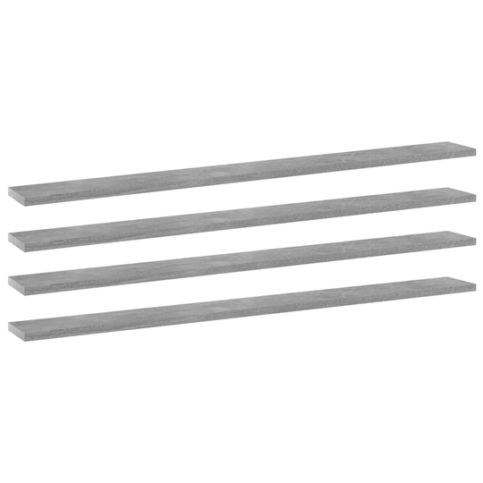 vidaXL Kirjahyllytasot 4 kpl betoninharmaa 100x10x1,5 cm lastulevy