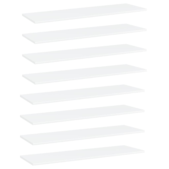 vidaXL Kirjahyllytasot 8 kpl valkoinen 100x30x1,5 cm lastulevy