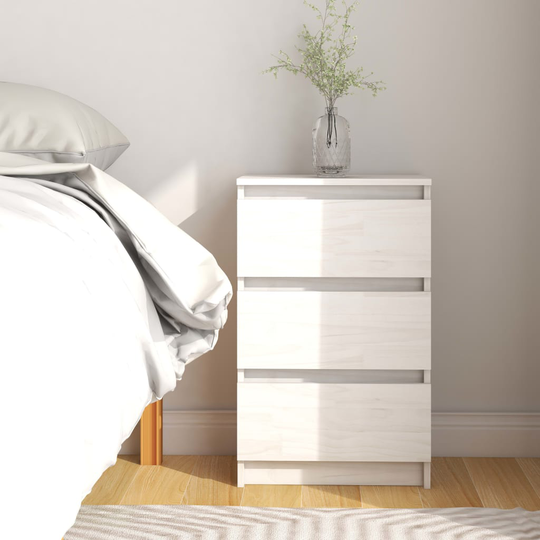 vidaXL Yöpöytä valkoinen 40x29,5x64 täysi mänty