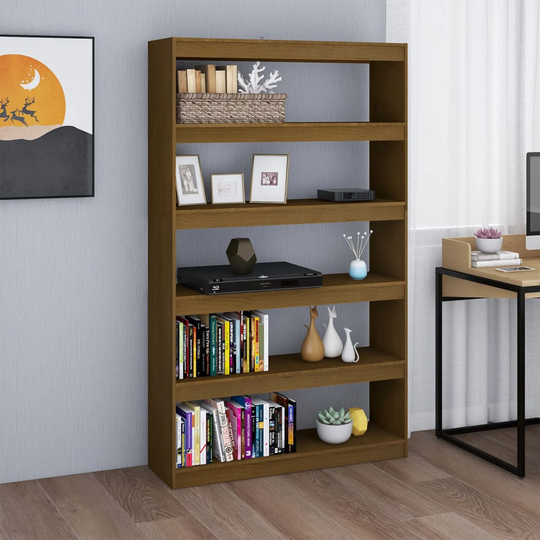 vidaXL Kirjahylly/tilanjakaja hunajanruskea 100x30x167,5cm täysi mänty