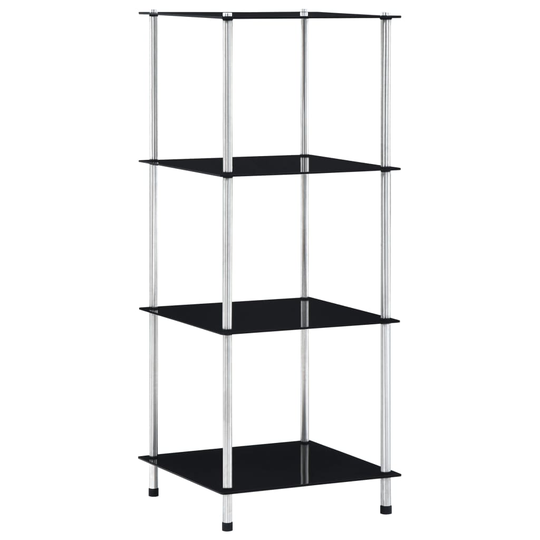 vidaXL 4-kerroksinen hylly musta 40x40x100 cm karkaistu lasi