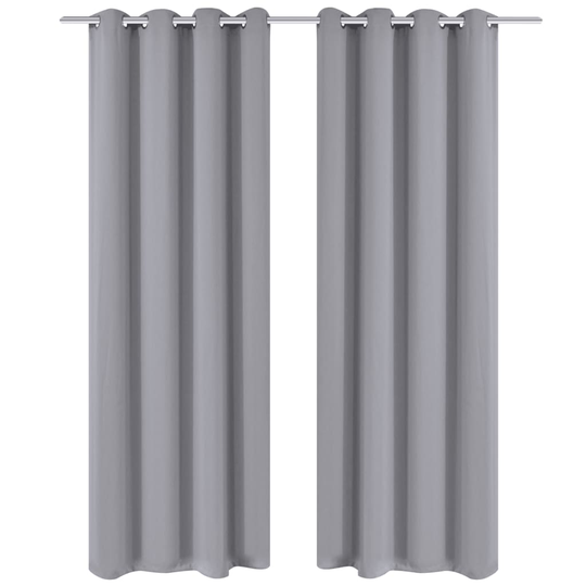 Harmaat Pimennysverhot Metallirenkailla 2 kpl 135 x 245 cm