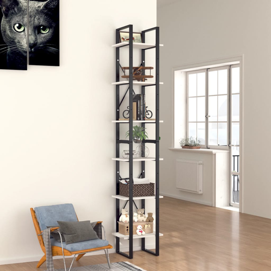 vidaXL 6-tasoinen kirjahylly valkoinen 40x30x210 cm lastulevy