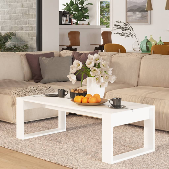 vidaXL Sohvapöytä valkoinen 110x50x35 cm tekninen puu