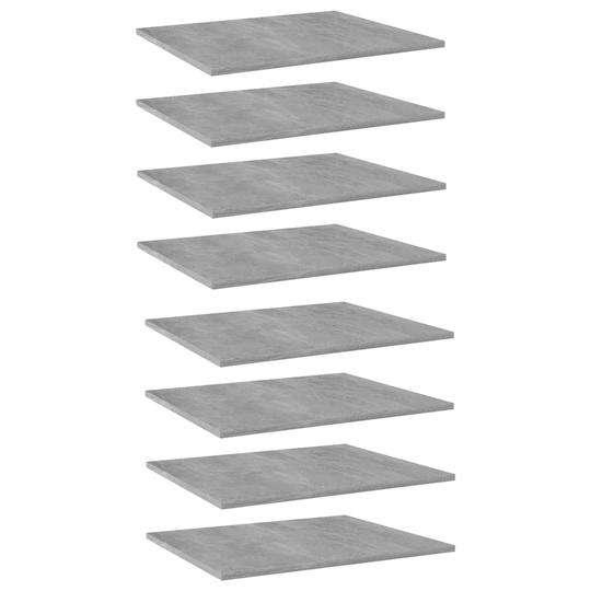 vidaXL Kirjahyllytasot 8 kpl betoninharmaa 60x50x1,5 cm lastulevy