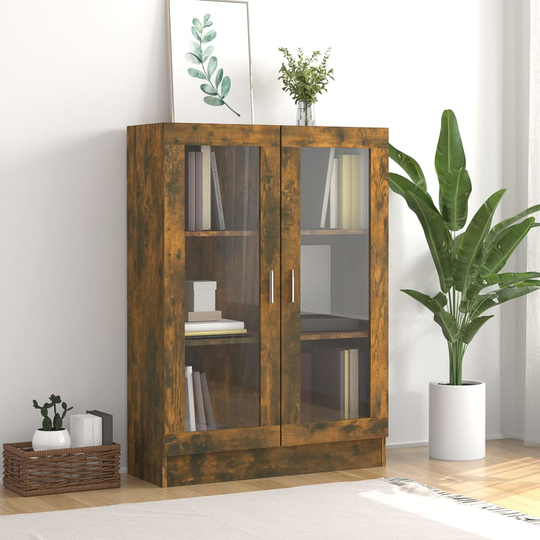 vidaXL Vitriinikaappi savutammi 82,5x30,5x115 cm tekninen puu