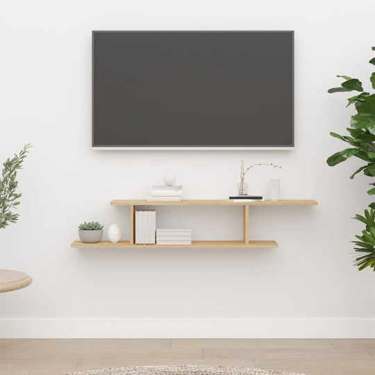 vidaXL Seinäkiinnitettävä TV-hylly Sonoma-tammi 125x18x23 cm levy