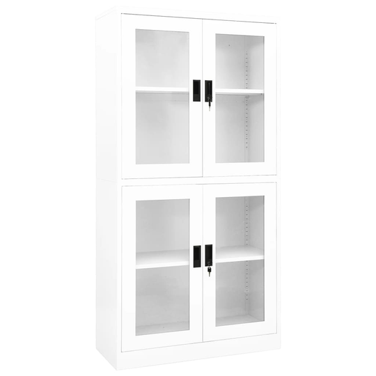 vidaXL Toimistokaappi valkoinen 90x40x180 cm teräs/karkaistu lasi