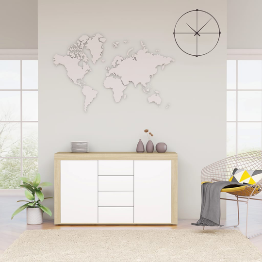 vidaXL Senkki valkoinen ja Sonoma-tammi 120x36x69 cm lastulevy
