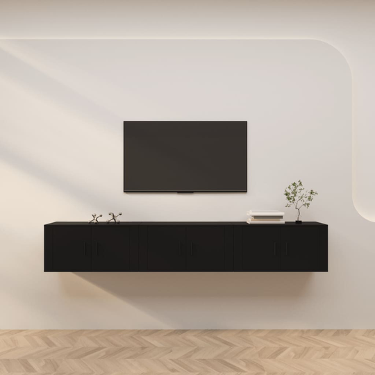 vidaXL Seinäkiinnitettävät TV-kaapit 3 kpl musta 80x34,5x40 cm