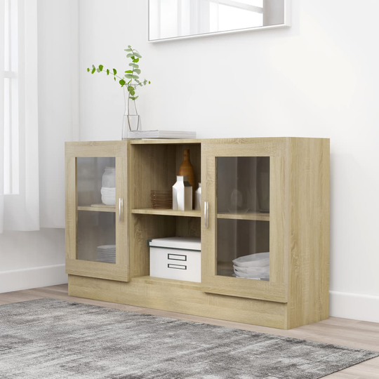 vidaXL Vitriinikaappi Sonoma-tammi 120x30,5x70 cm lastulevy