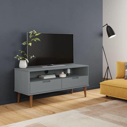 vidaXL TV-taso MOLDE harmaa 106x40x49 cm täysi mänty