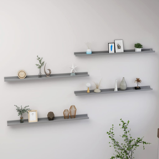 vidaXL Seinähyllyt 4 kpl harmaa100x9x3 cm