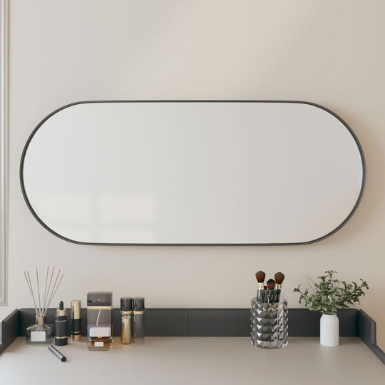 vidaXL Seinäpeili musta 25x60 cm ovaali