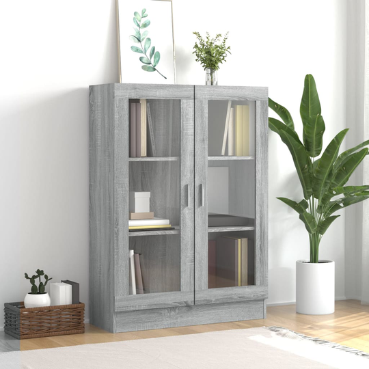 vidaXL Vitriinikaappi harmaa Sonoma 82,5x30,5x115 cm tekninen puu