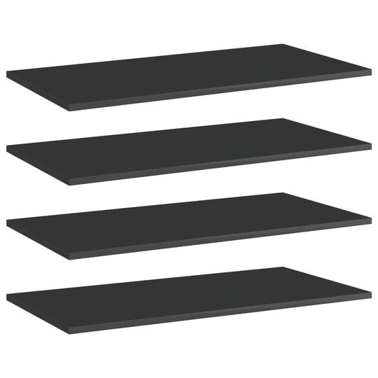 vidaXL Kirjahyllytasot 4 kpl korkeakiilto musta 80x40x1,5 cm lastulevy