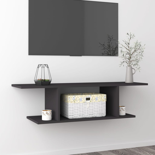 vidaXL Seinäkiinnitettävä TV-taso harmaa 103x30x26,5 cm