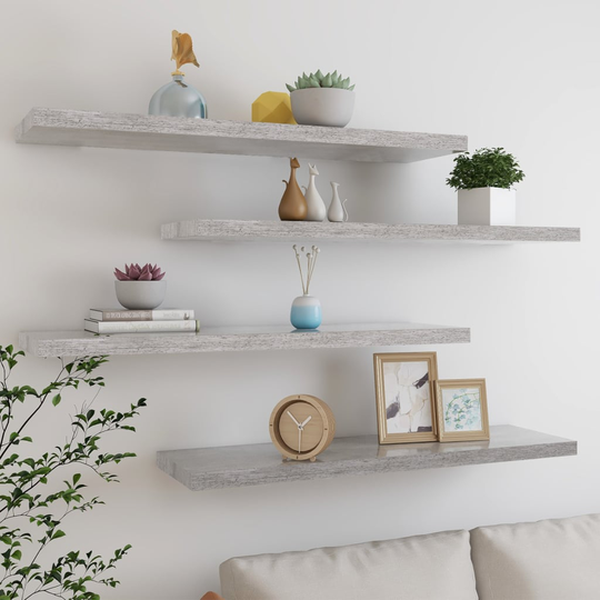vidaXL Kelluvat seinähyllyt 4 kpl betoninharmaa 90x23,5x3,8 cm MDF