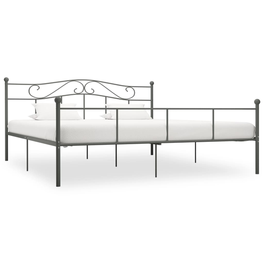 vidaXL Sängynrunko harmaa metalli 200x200 cm