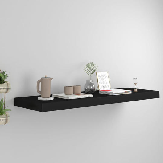vidaXL Kelluva seinähylly musta 80x23,5x3,8 cm MDF